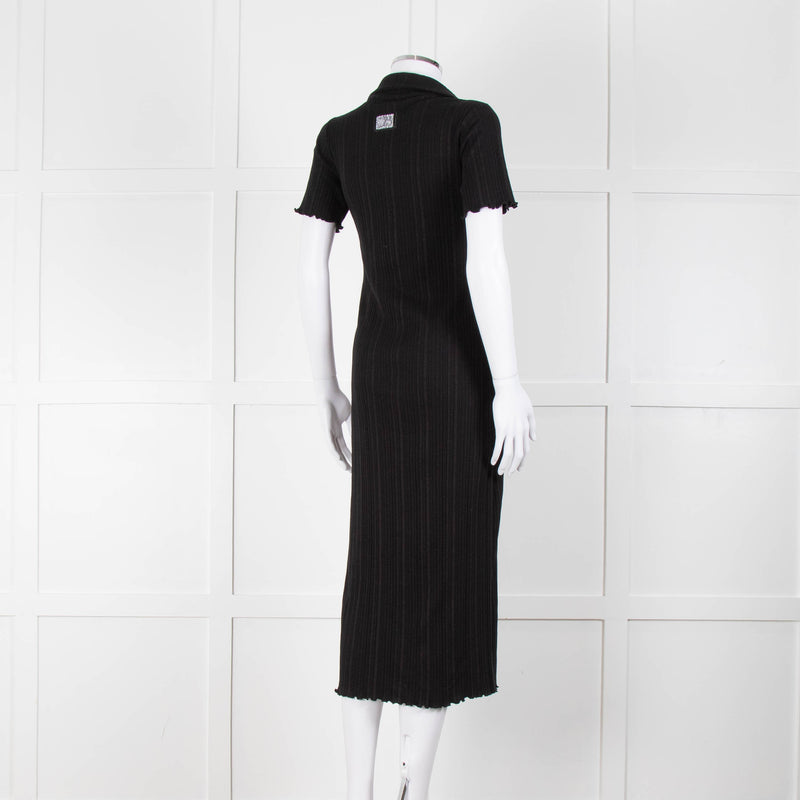 Bimba y Lola Black Collared T-Shirt Midi Dress