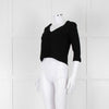 D. Exterior Black Crepe V Neck Top with Eyelet detail