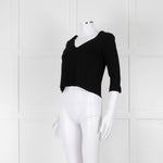 D. Exterior Black Crepe V Neck Top with Eyelet detail