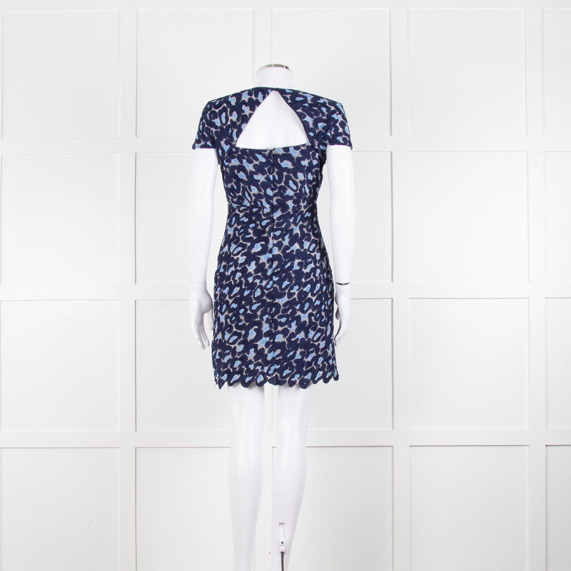 Sandro Navy Blue Lace Cut Out Back Fitted Dress
