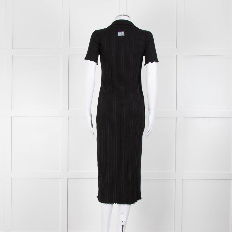 Bimba y Lola Black Collared T-Shirt Midi Dress