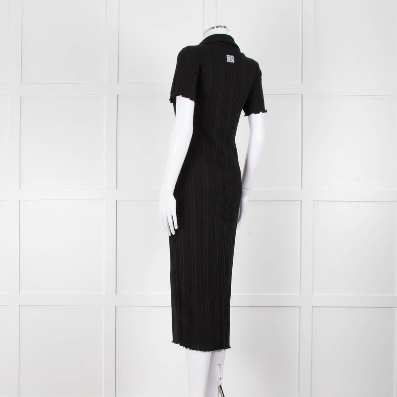 Bimba y Lola Black Collared T-Shirt Midi Dress