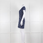 Sandro Navy Blue Lace Cut Out Back Fitted Dress