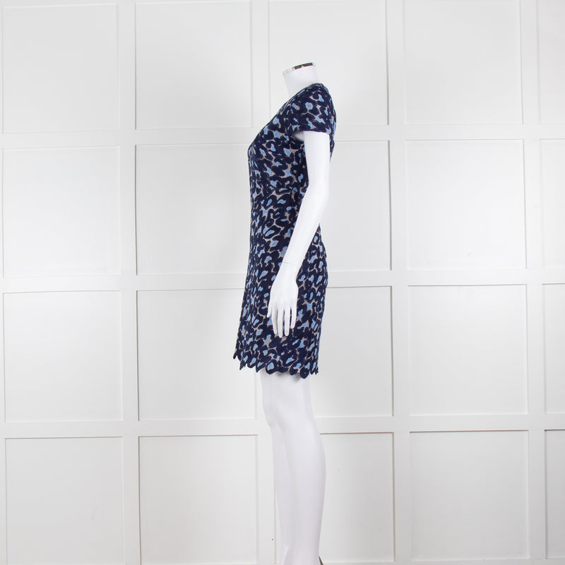 Sandro Navy Blue Lace Cut Out Back Fitted Dress