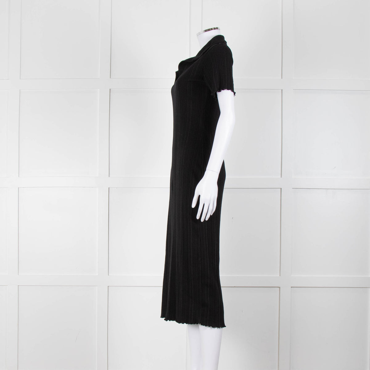 Bimba y Lola Black Collared T-Shirt Midi Dress