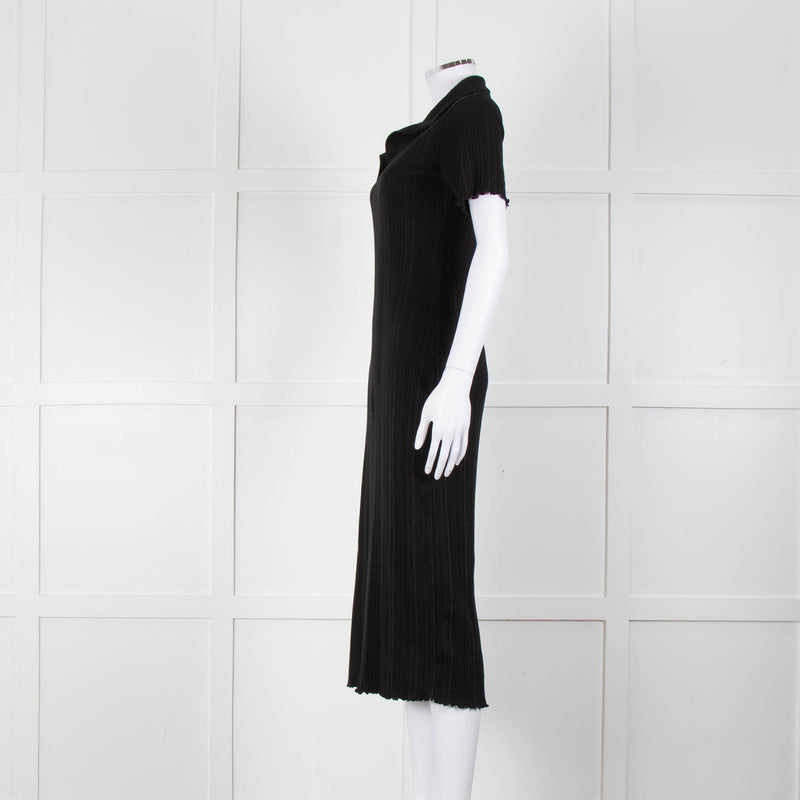 Bimba y Lola Black Collared T-Shirt Midi Dress
