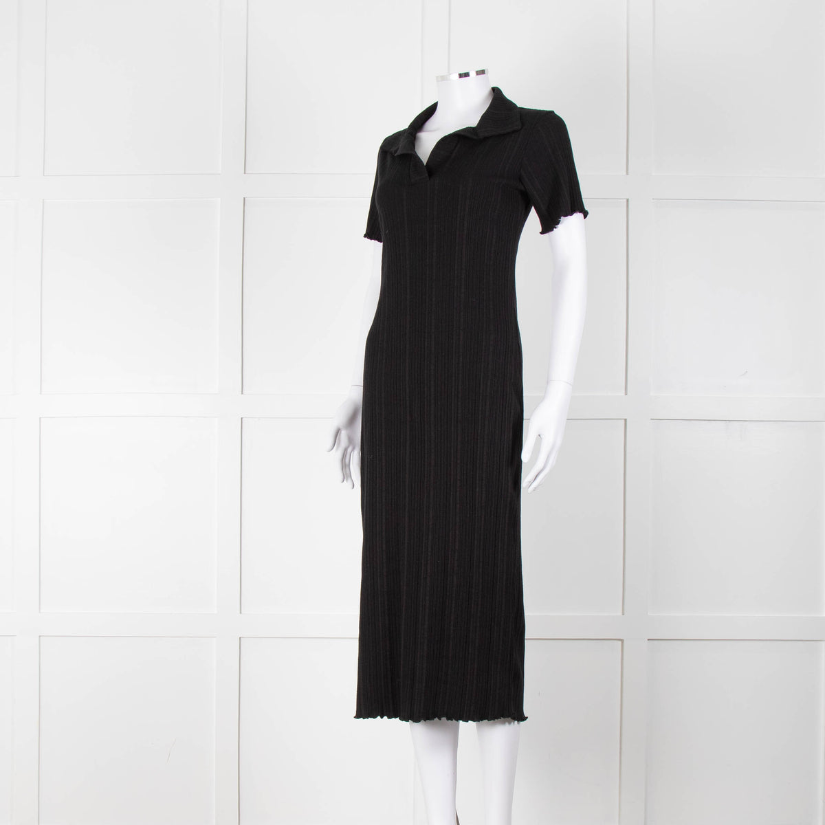 Bimba y Lola Black Collared T-Shirt Midi Dress