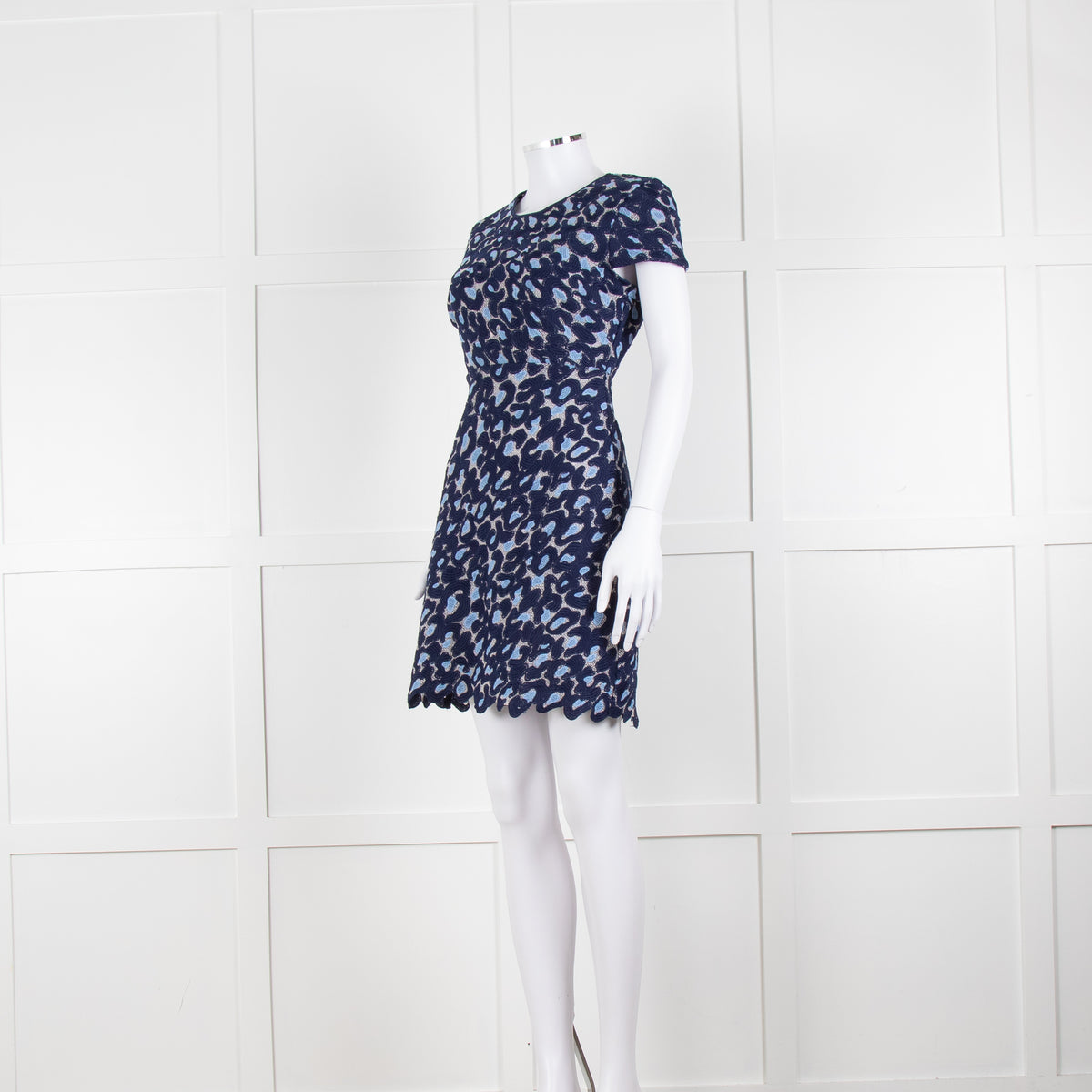Sandro Navy Blue Lace Cut Out Back Fitted Dress