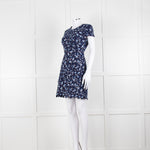 Sandro Navy Blue Lace Cut Out Back Fitted Dress