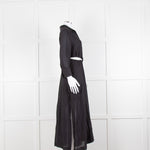 Max & Moi Black Cotton Silk Long Shirt Button Up Dress