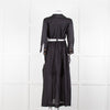 Max & Moi Black Cotton Silk Long Shirt Button Up Dress