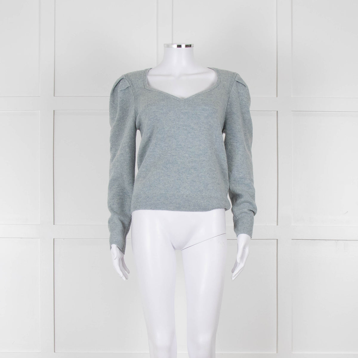ba&sh Blue Wool Mix Jumper With Pleated Shoulders