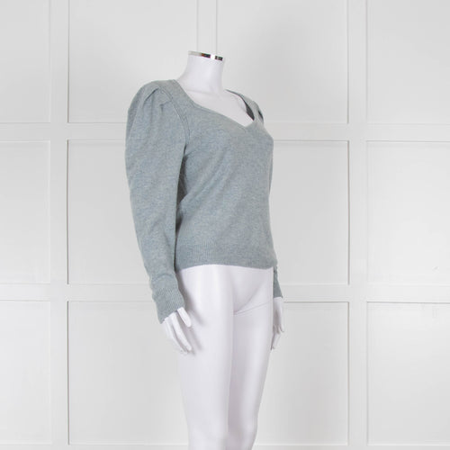 ba&sh Blue Wool Mix Jumper With Pleated Shoulders