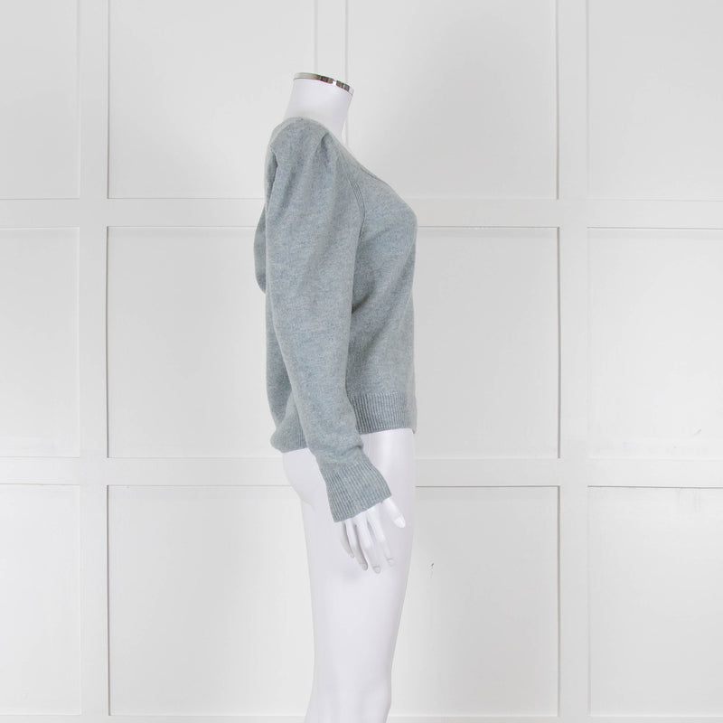 ba&sh Blue Wool Mix Jumper With Pleated Shoulders