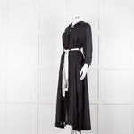 Max & Moi Black Cotton Silk Long Shirt Button Up Dress