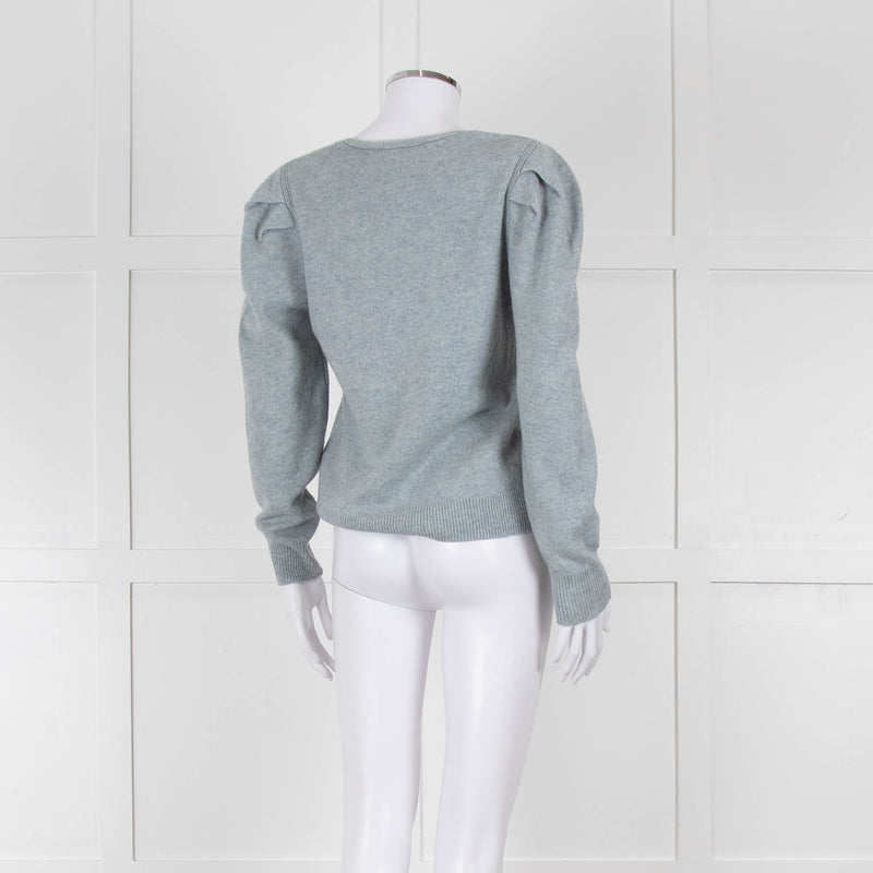 ba&sh Blue Wool Mix Jumper With Pleated Shoulders