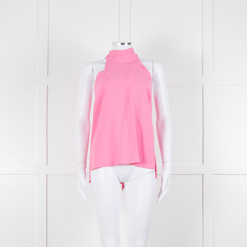 Me + Em Pale Pink Sleeveless Tie Neck Top