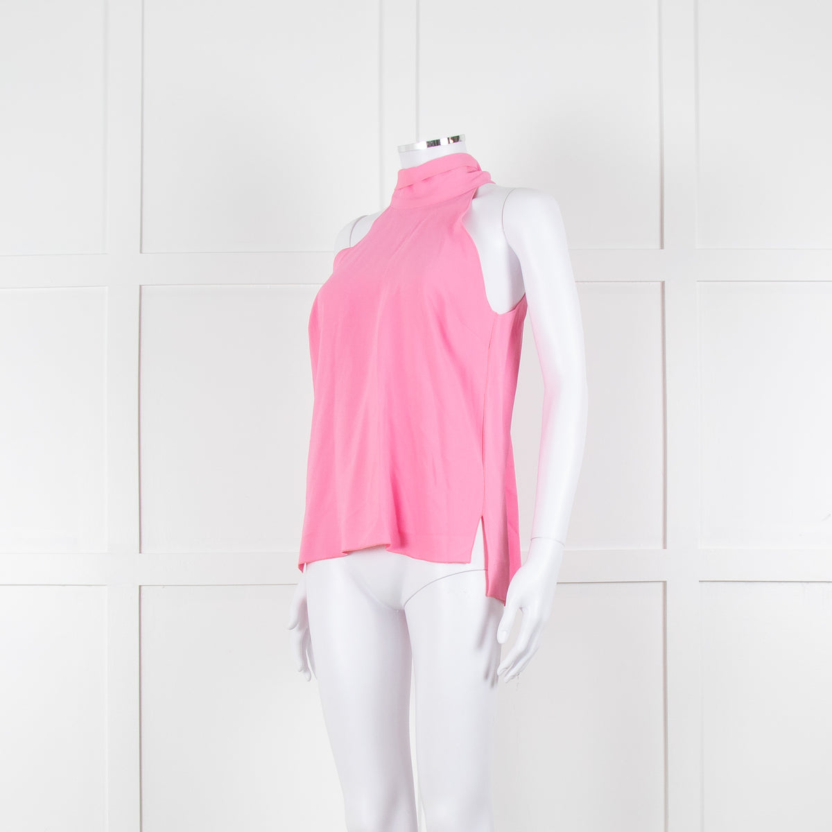 Me + Em Pale Pink Sleeveless Tie Neck Top