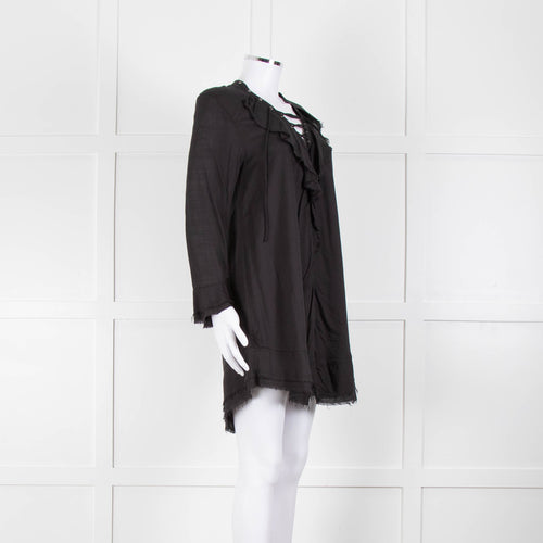 Iro Black Florine Black Mini Dress with Eyelet Neck