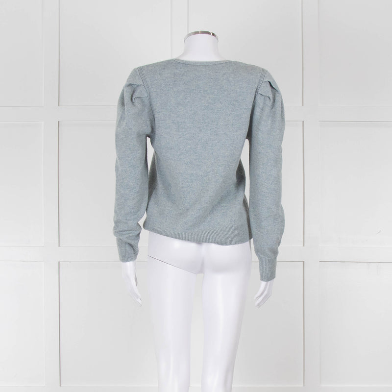 ba&sh Blue Wool Mix Jumper With Pleated Shoulders