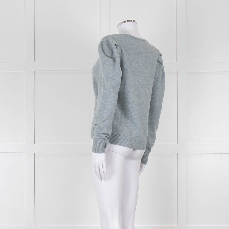 ba&sh Blue Wool Mix Jumper With Pleated Shoulders