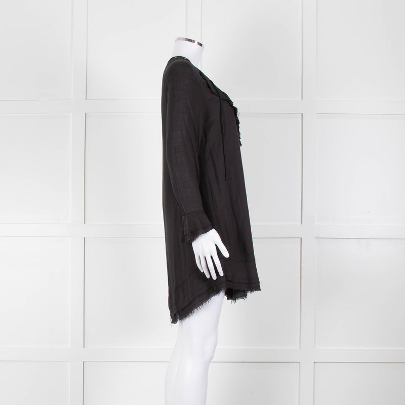 Iro Black Florine Black Mini Dress with Eyelet Neck