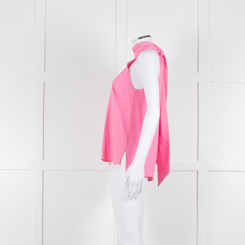 Me + Em Pale Pink Sleeveless Tie Neck Top