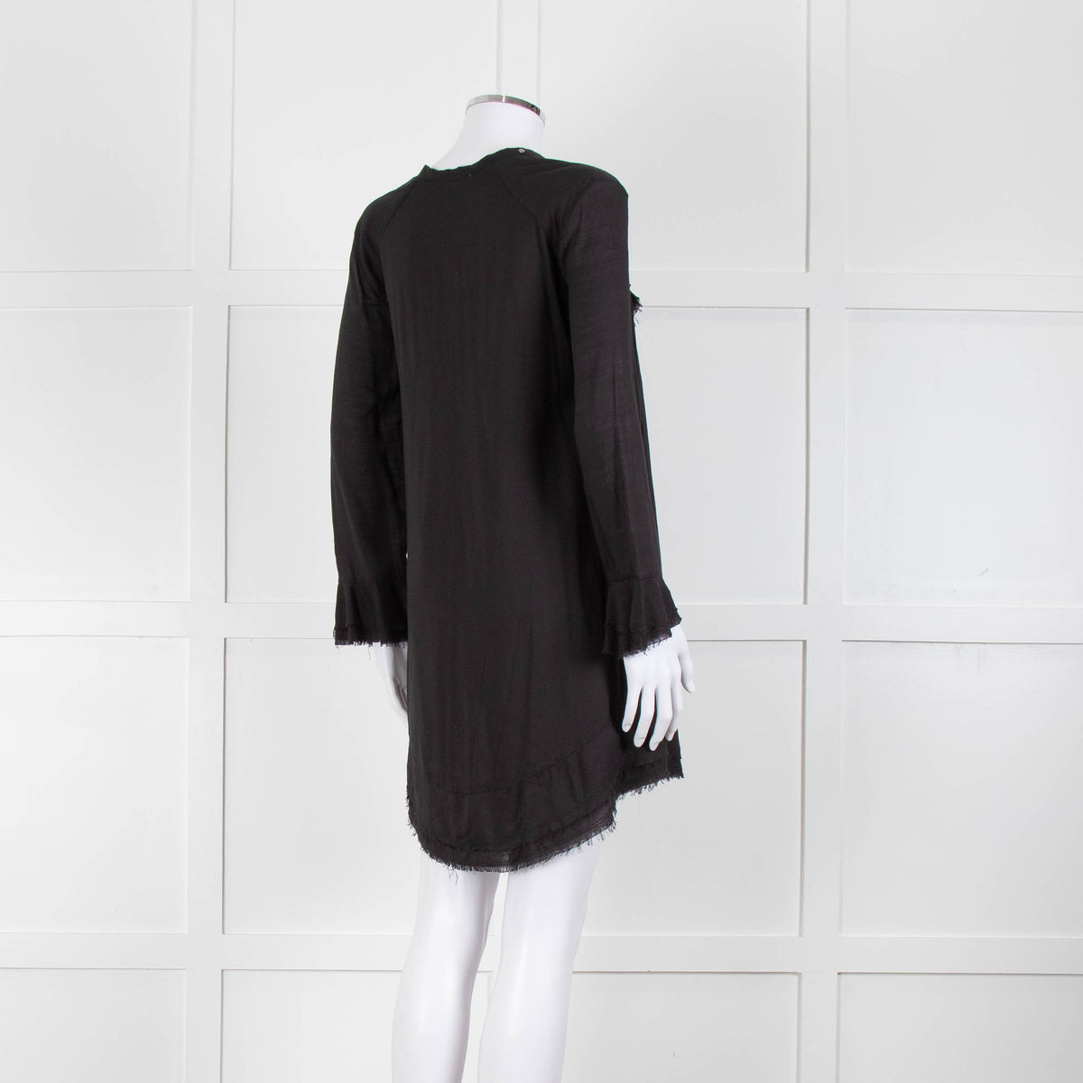 Iro Black Florine Black Mini Dress with Eyelet Neck