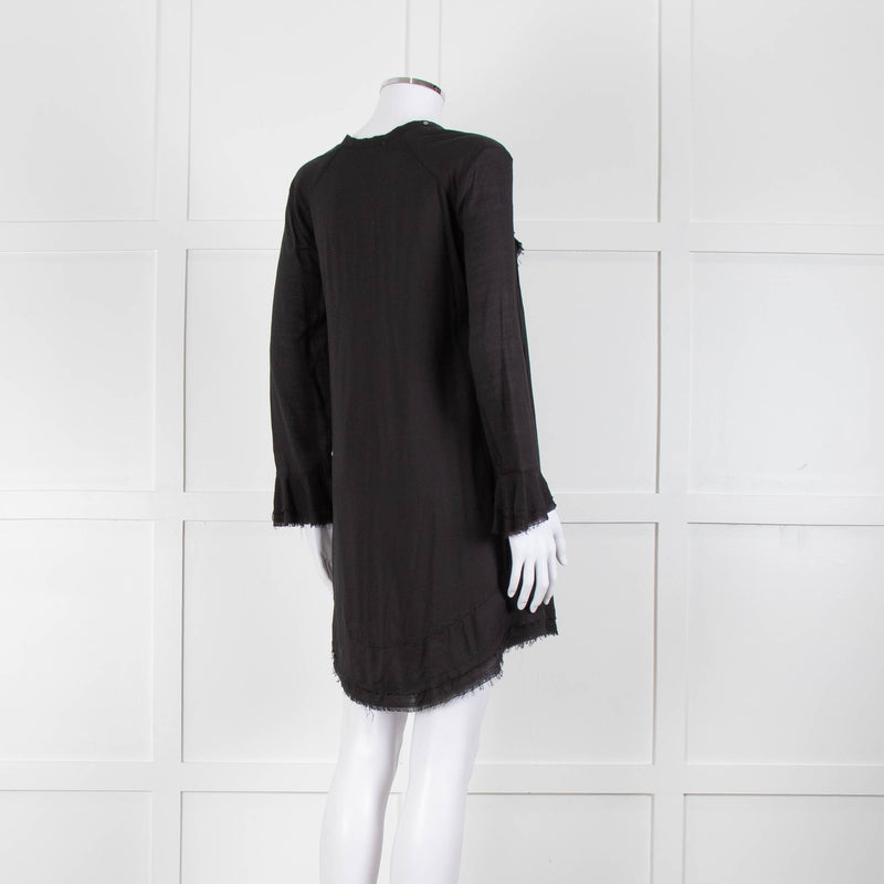 Iro Black Florine Black Mini Dress with Eyelet Neck