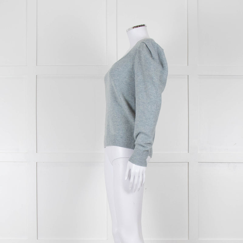 ba&sh Blue Wool Mix Jumper With Pleated Shoulders