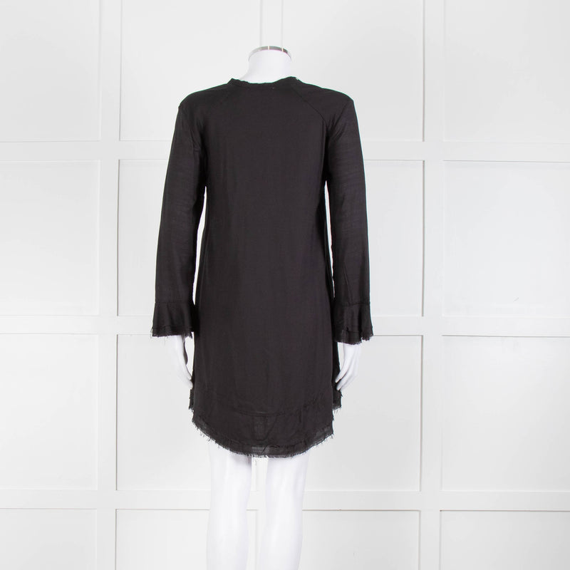 Iro Black Florine Black Mini Dress with Eyelet Neck