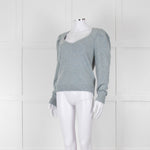 ba&sh Blue Wool Mix Jumper With Pleated Shoulders