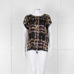 Riani Black & Multicolour Floral Short Sleeve Top