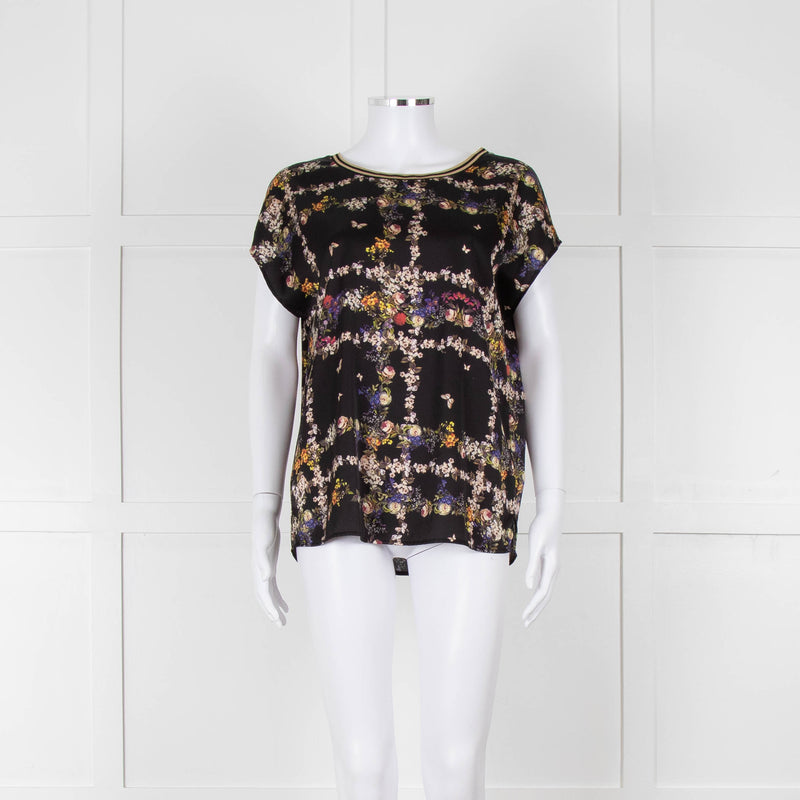 Riani Black & Multicolour Floral Short Sleeve Top