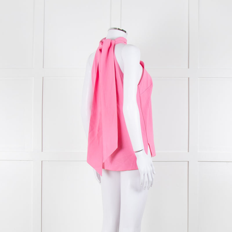 Me + Em Pale Pink Sleeveless Tie Neck Top