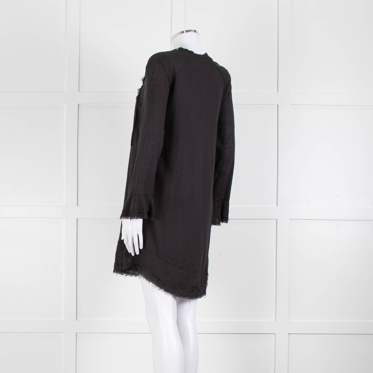 Iro Black Florine Black Mini Dress with Eyelet Neck