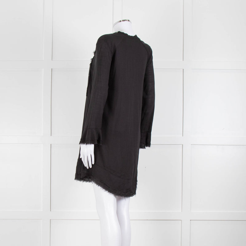 Iro Black Florine Black Mini Dress with Eyelet Neck