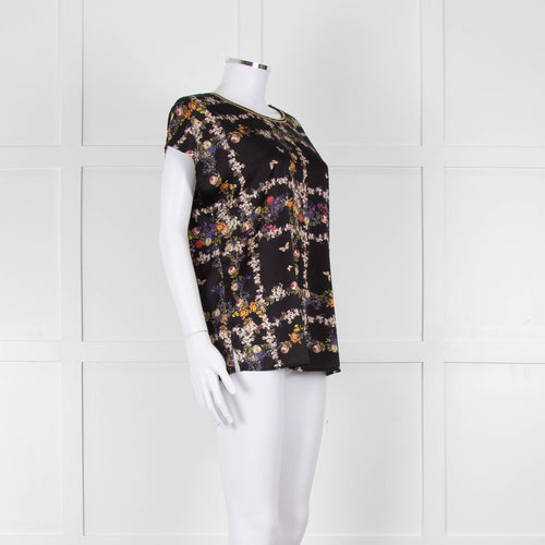 Riani Black & Multicolour Floral Short Sleeve Top