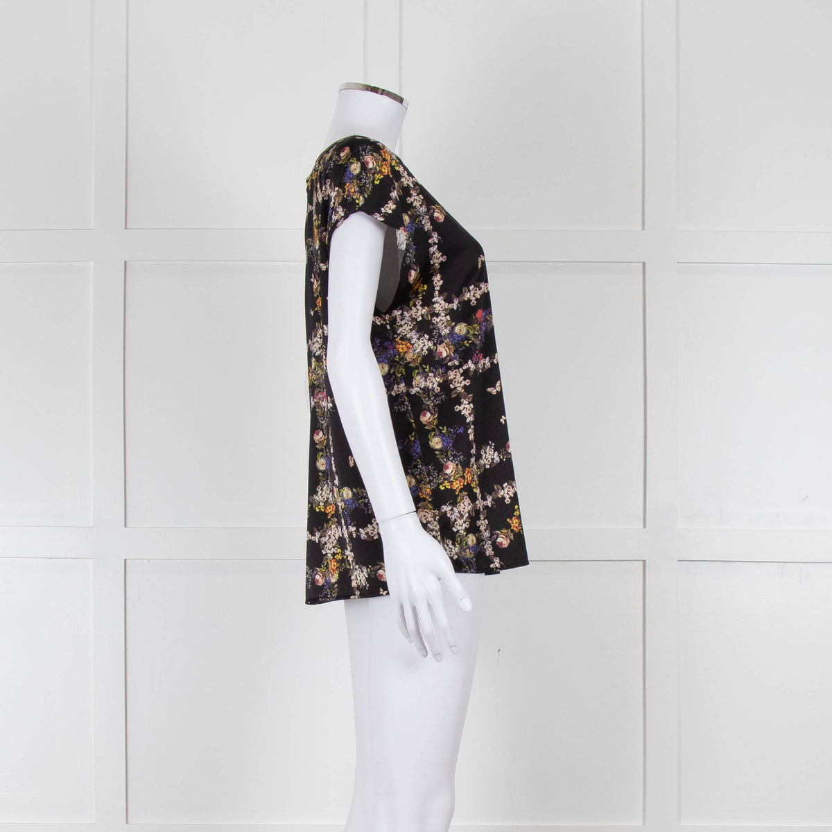 Riani Black & Multicolour Floral Short Sleeve Top