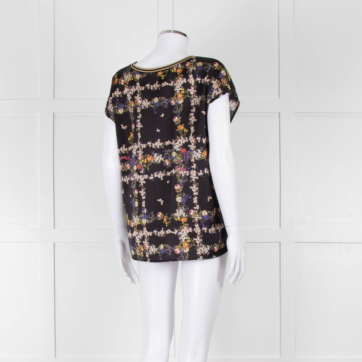 Riani Black & Multicolour Floral Short Sleeve Top