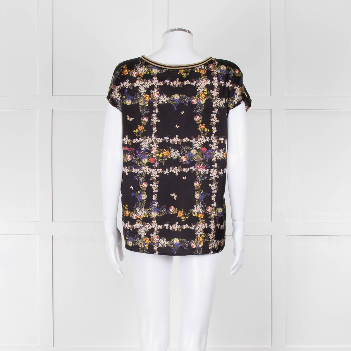 Riani Black & Multicolour Floral Short Sleeve Top