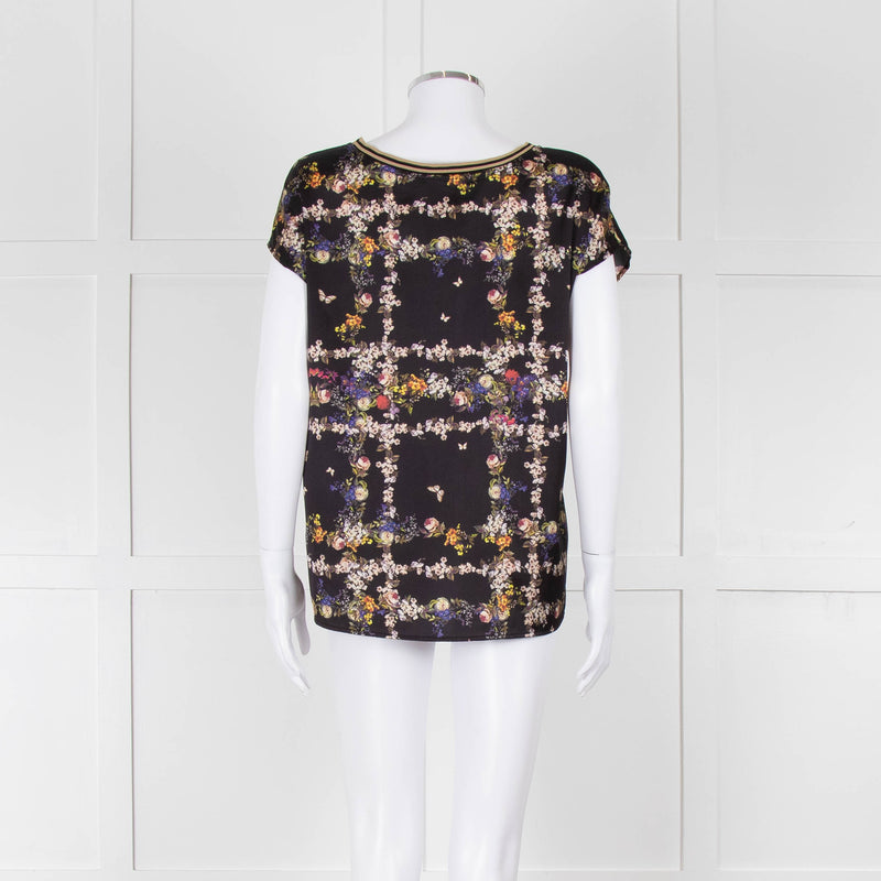 Riani Black & Multicolour Floral Short Sleeve Top