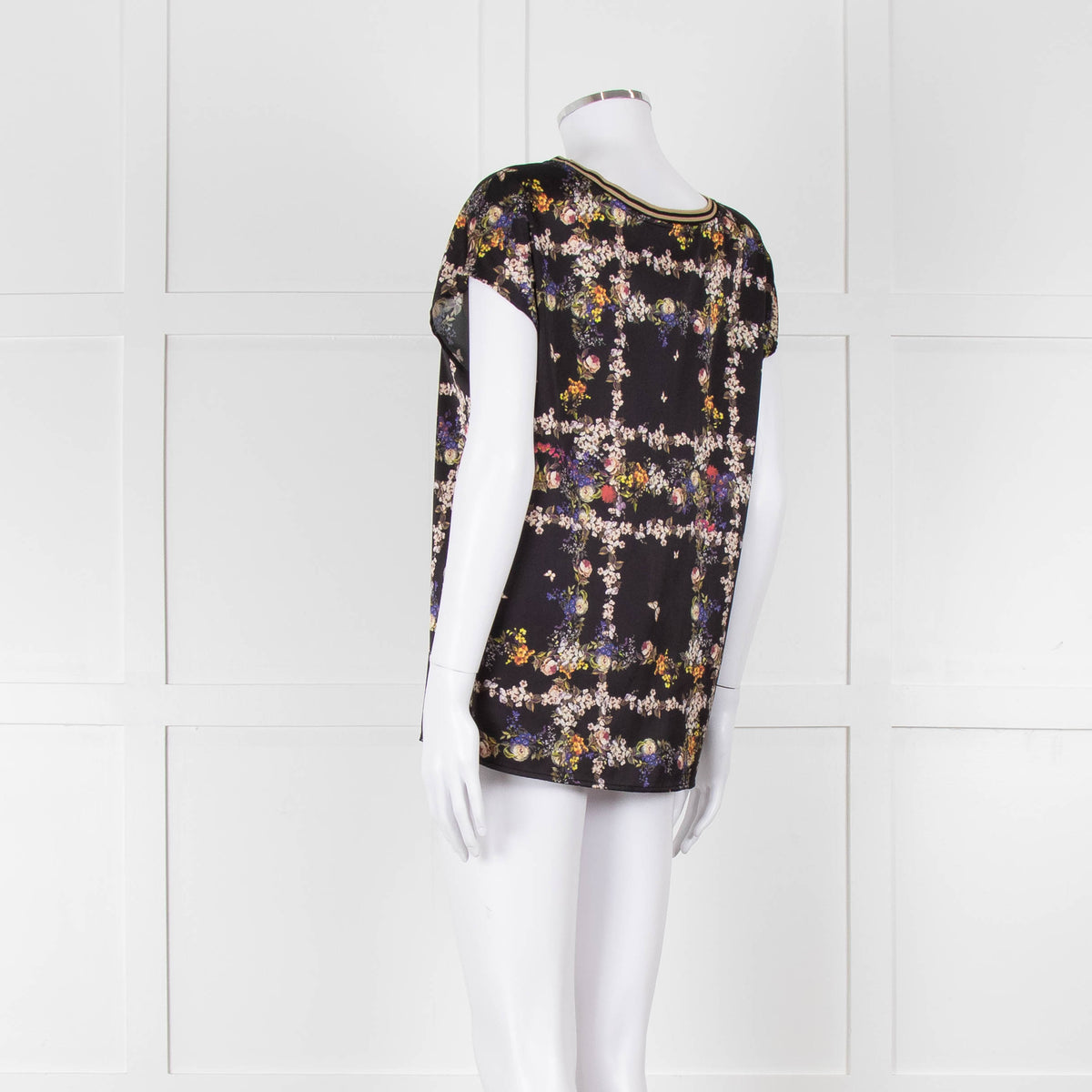 Riani Black & Multicolour Floral Short Sleeve Top