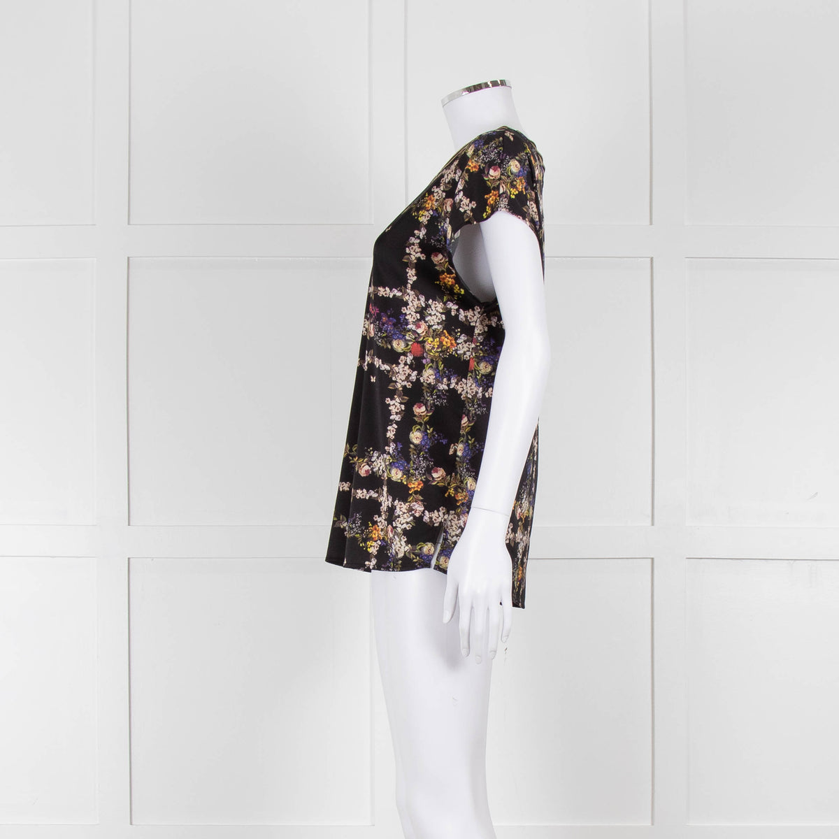 Riani Black & Multicolour Floral Short Sleeve Top