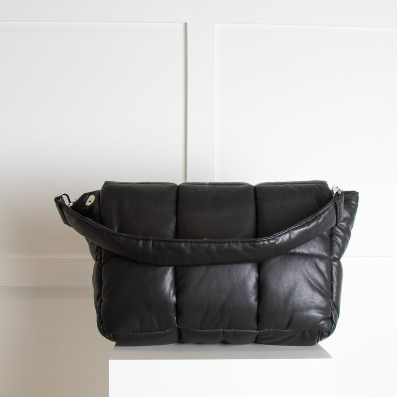 Stand Studio Black Faux Leather Quilted Shoulder Bag