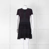 Maje Navy Short Sleeve Fringed Mini Dress