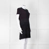 Maje Navy Short Sleeve Fringed Mini Dress