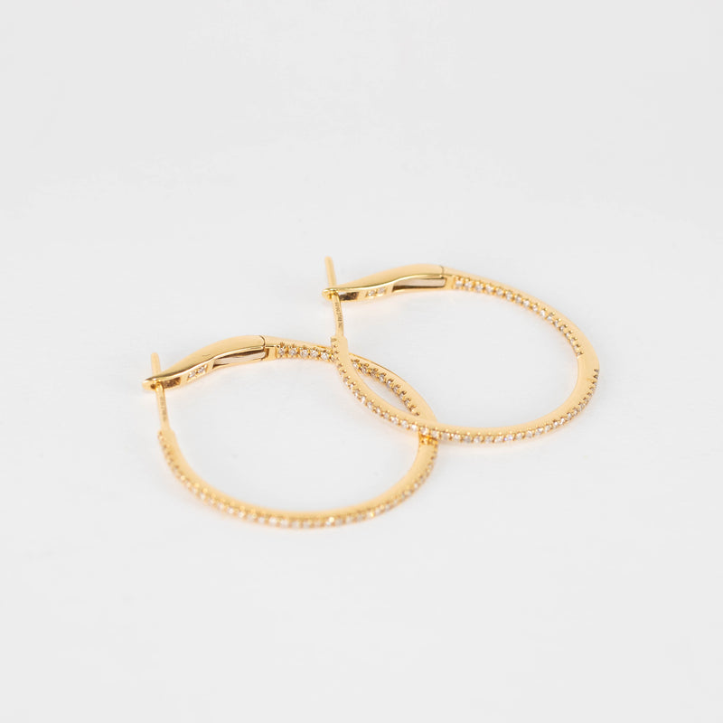 Rosa de la Cruz 18k Gold 25mm Pave Hoops