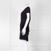 Maje Navy Short Sleeve Fringed Mini Dress