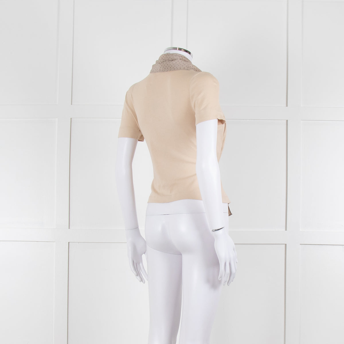 Fabiana Filippi Beige + Brown Dot Silk Blend Short Sleeve Top